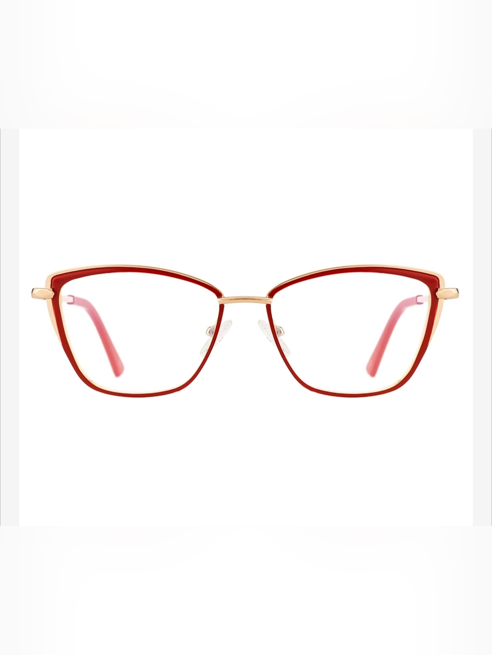 NWT Orange By Tijn Blue Light Filter Glasses Cat Eye Red and Gold Frames